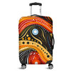 Australia Aboriginal Luggage Cover - Traditional Australian Aboriginal Native Design (Black) Ver 1 Luggage Cover