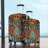 Australia Aboriginal Luggage Cover - Traditional Australian Aboriginal Native Design (Black) Ver 2 Luggage Cover