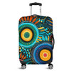 Australia Aboriginal Luggage Cover - Traditional Australian Aboriginal Native Design (Black) Ver 4 Luggage Cover