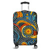 Australia Aboriginal Luggage Cover - Traditional Australian Aboriginal Native Design (Black) Ver 6 Luggage Cover