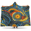 Australia Aboriginal Hooded Blanket - Traditional Australian Aboriginal Native Design (Black) Ver 6 Hooded Blanket