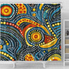 Australia Aboriginal Shower Curtain - Traditional Australian Aboriginal Native Design (Black) Ver 6 Shower Curtain