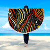 Australia Aboriginal Beach Blanket - Traditional Australian Aboriginal Native Design (Black) Beach Blanket