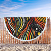 Australia Aboriginal Beach Blanket - Traditional Australian Aboriginal Native Design (Black) Beach Blanket