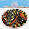 Australia Aboriginal Beach Blanket - Traditional Australian Aboriginal Native Design (Black) Beach Blanket