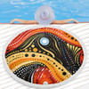 Australia Aboriginal Beach Blanket - Traditional Australian Aboriginal Native Design (Black) Ver 1 Beach Blanket