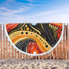 Australia Aboriginal Beach Blanket - Traditional Australian Aboriginal Native Design (Black) Ver 1 Beach Blanket