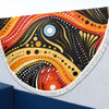 Australia Aboriginal Beach Blanket - Traditional Australian Aboriginal Native Design (Black) Ver 1 Beach Blanket