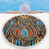 Australia Aboriginal Beach Blanket - Traditional Australian Aboriginal Native Design (Black) Ver 2 Beach Blanket