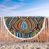 Australia Aboriginal Beach Blanket - Traditional Australian Aboriginal Native Design (Black) Ver 2 Beach Blanket