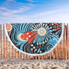 Australia Aboriginal Beach Blanket - Traditional Australian Aboriginal Native Design (Black) Ver 3 Beach Blanket
