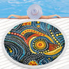 Australia Aboriginal Beach Blanket - Traditional Australian Aboriginal Native Design (Black) Ver 6 Beach Blanket
