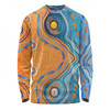 Australia Aboriginal Long Sleeve T-shirt - Indigenous Beach Dot Painting Art Long Sleeve T-shirt