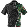 Australia Aboriginal Polo Shirt - Green Dot Art Circle Pattern From Aboriginal Art Polo Shirt