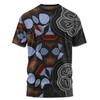 Australia Aboriginal T-shirt - Eucalyptus Seamless Pattern In Aboriginal Dot Art T-shirt