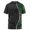 Australia Aboriginal T-shirt - Green Dot Art Circle Pattern From Aboriginal Art T-shirt