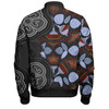 Australia Aboriginal Bomber Jacket - Eucalyptus Seamless Pattern In Aboriginal Dot Art Bomber Jacket