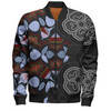 Australia Aboriginal Bomber Jacket - Eucalyptus Seamless Pattern In Aboriginal Dot Art Bomber Jacket