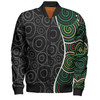 Australia Aboriginal Bomber Jacket - Green Dot Art Circle Pattern From Aboriginal Art Bomber Jacket