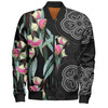 Australia Aboriginal Bomber Jacket - Seamless Pattern With Eucalyptus Flower Bomber Jacket