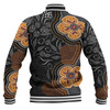 Australia Aboriginal Baseball Jacket - Aboriginal Dot Art With Bush Flowers Baseball Jacket