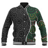 Australia Aboriginal Baseball Jacket - Green Dot Art Circle Pattern From Aboriginal Art Baseball Jacket