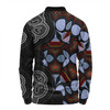 Australia Aboriginal Long Sleeve Polo Shirt - Eucalyptus Seamless Pattern In Aboriginal Dot Art Long Sleeve Polo Shirt