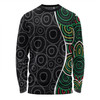 Australia Aboriginal Long Sleeve T-shirt - Green Dot Art Circle Pattern From Aboriginal Art Long Sleeve T-shirt