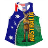 Australia Custom Women Racerback Singlet - Kangaroo Happy Australia Day Women Racerback Singlet