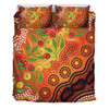 Australia Aboriginal Bedding Set - Aboriginal Dot Art With Bush Flowers Bedding Set