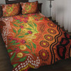 Australia Aboriginal Quilt Bed Set - Aboriginal Dot Art With Bush Flowers Quilt Bed Set