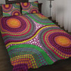 Australia Aboriginal Quilt Bed Set - Aboriginal Rainbow Dot Inspired Quilt Bed Set