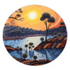 Australia Aboriginal Round Rug - Aboriginal River In Circle and Dot Painting Round Rug