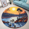 Australia Aboriginal Round Rug - Aboriginal River In Circle and Dot Painting Round Rug