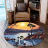 Australia Aboriginal Round Rug - Aboriginal River In Circle and Dot Painting Round Rug