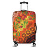 Australia Aboriginal Luggage Cover - Aboriginal Dot Art With Bush Flowers Luggage Cover
