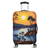 Australia Aboriginal Luggage Cover - Aboriginal River In Circle and Dot Painting Luggage Cover