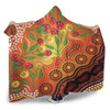 Australia Aboriginal Hooded Blanket - Aboriginal Dot Art With Bush Flowers Hooded Blanket