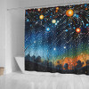 Australia Aboriginal Shower Curtain - Aboriginal Dot Painting Dreamtime Story Of A Night Sky Shower Curtain