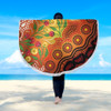 Australia Aboriginal Beach Blanket - Aboriginal Dot Art With Bush Flowers Beach Blanket