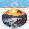 Australia Aboriginal Beach Blanket - Aboriginal River In Circle and Dot Painting Beach Blanket