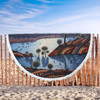 Australia Aboriginal Beach Blanket - Aboriginal River In Circle and Dot Painting Beach Blanket