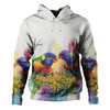 Australia Rainbow Lorikeets Hoodie - Rainbow Lorikeets With Grevillea Flowers Hoodie