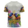 Australia Rainbow Lorikeets T-shirt - Rainbow Lorikeets With Grevillea Flowers T-shirt