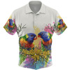 Australia Rainbow Lorikeets Hawaiian Shirt - Rainbow Lorikeets With Grevillea Flowers Hawaiian Shirt