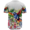 Australia Rainbow Lorikeets Baseball Shirt - Rainbow Lorikeets Flying With Grevillea Flowers Art Baseball Shirt