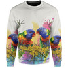 Australia Rainbow Lorikeets Sweatshirt - Rainbow Lorikeets With Grevillea Flowers Sweatshirt
