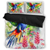 Australia Rainbow Lorikeets Bedding Set - Rainbow Lorikeets Flying With Grevillea Flowers Art Bedding Set