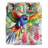 Australia Rainbow Lorikeets Bedding Set - Rainbow Lorikeets Flying With Grevillea Flowers Art Bedding Set