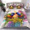 Australia Rainbow Lorikeets Bedding Set - Rainbow Lorikeets With Grevillea Flowers Bedding Set